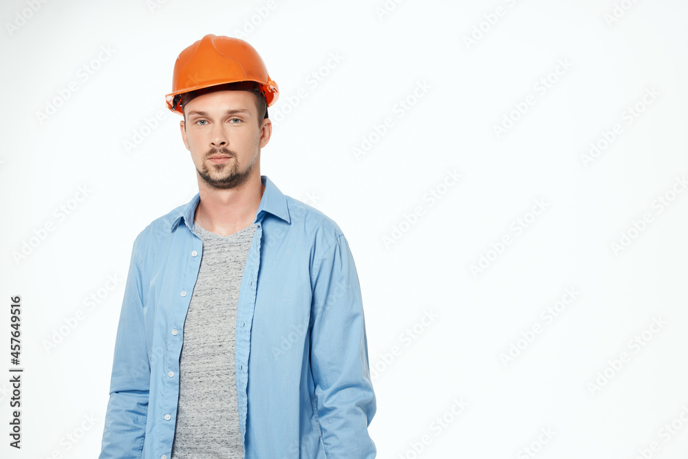 man in orange helmet protection Working profession man in orange helmet protection Working profession