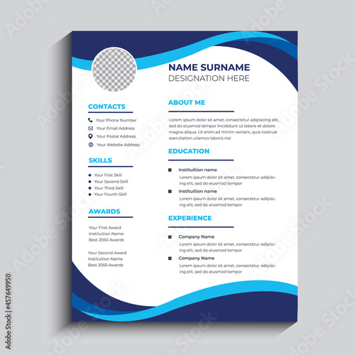 Professional Resume and cv vector template
