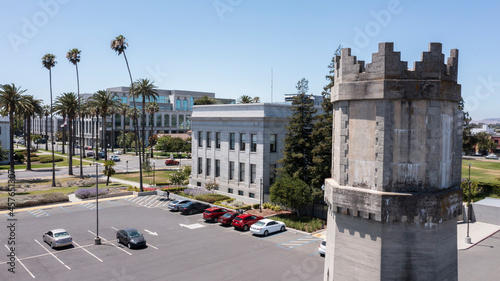 Daytime aerial view of the historic city center of Fairfield, California, USA. photo