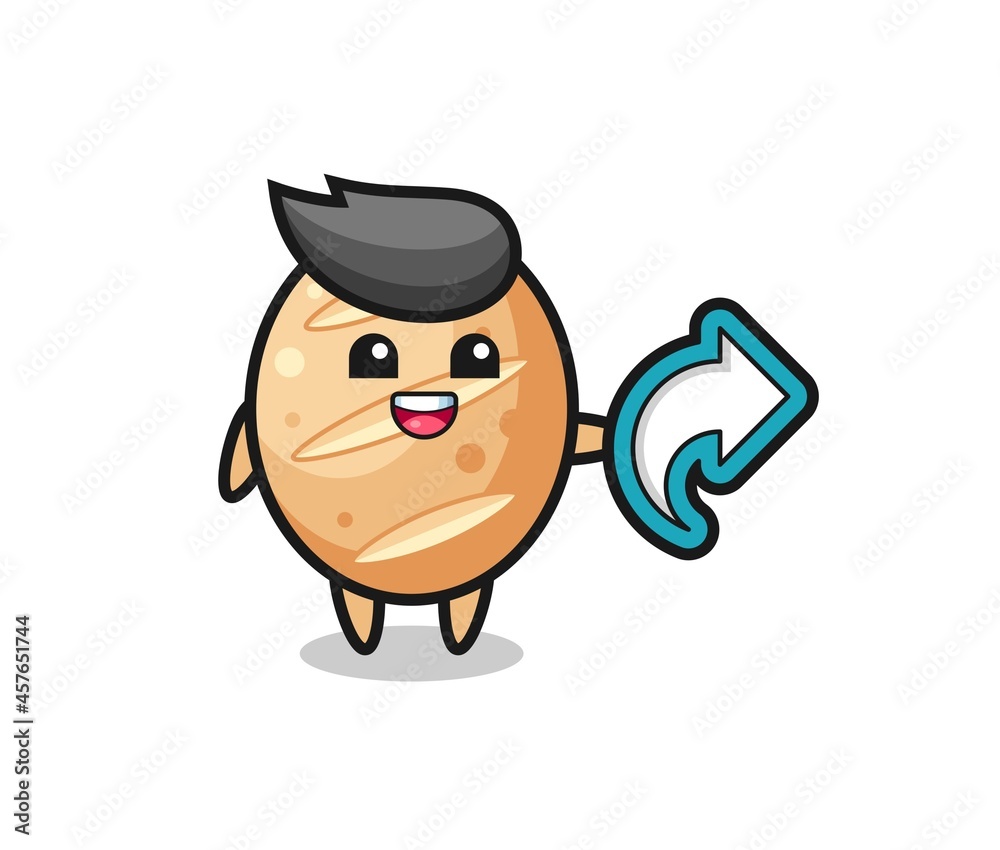cute french bread hold social media share symbol cute french bread hold social media share symbol