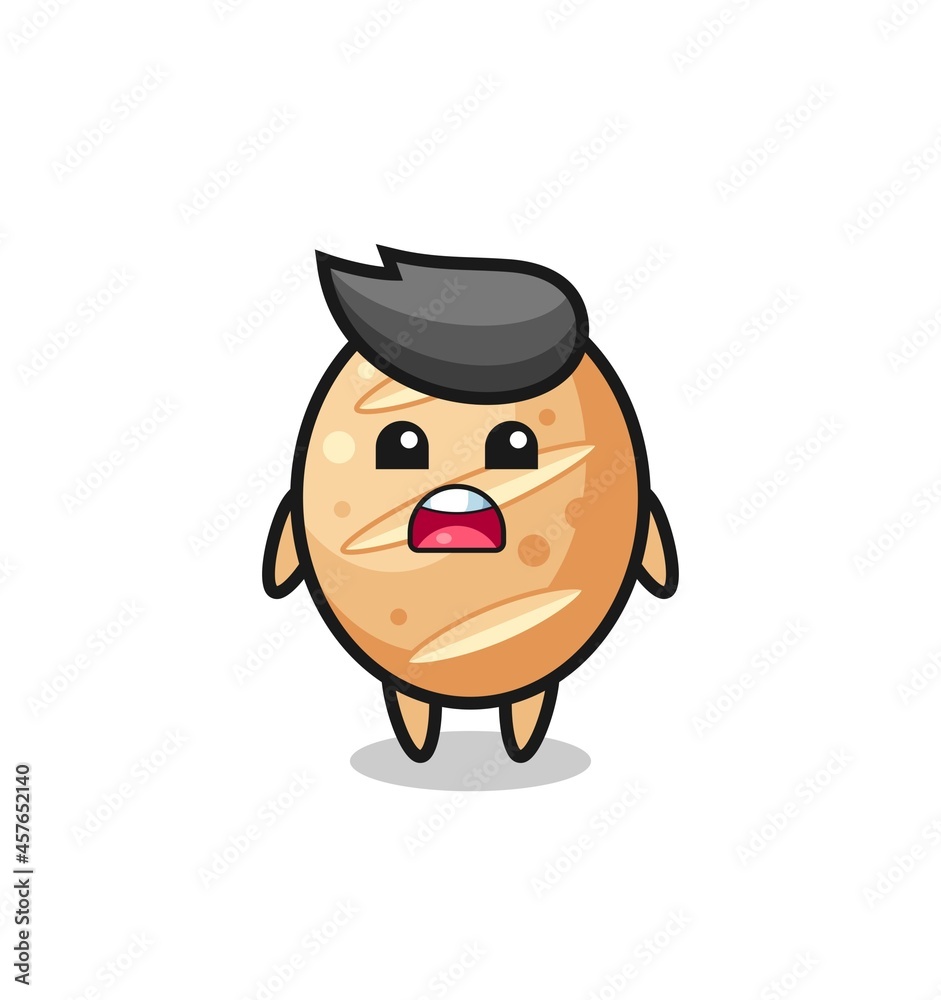 french bread illustration with apologizing expression, saying I am sorry