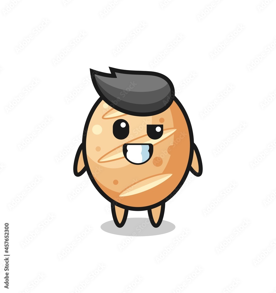 cute french bread mascot with an optimistic face