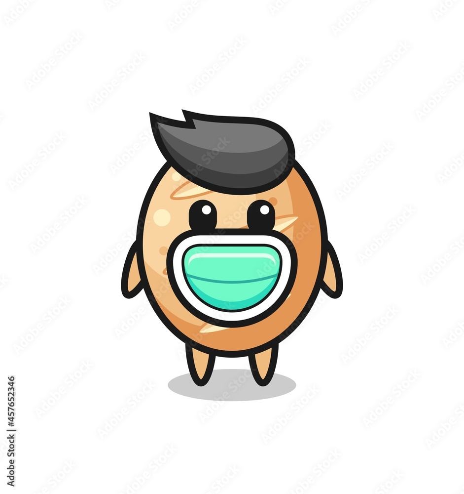 cute french bread cartoon wearing a mask cute french bread cartoon wearing a mask