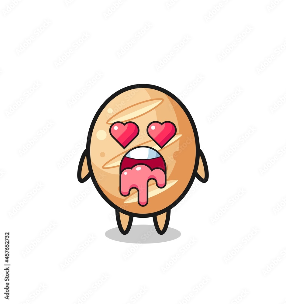 the falling in love expression of a cute french bread with heart shaped eyes the falling in love expression of a cute french bread with heart shaped eyes