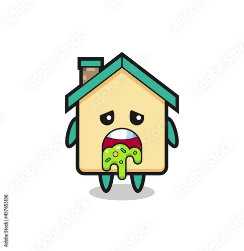 the cute house character with puke