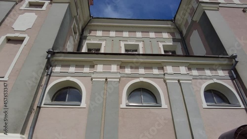 Church of St. Tadeusha - Luchay, Postavy district, Vitebsk region. Belarus. Facade of a Jesuit church photo