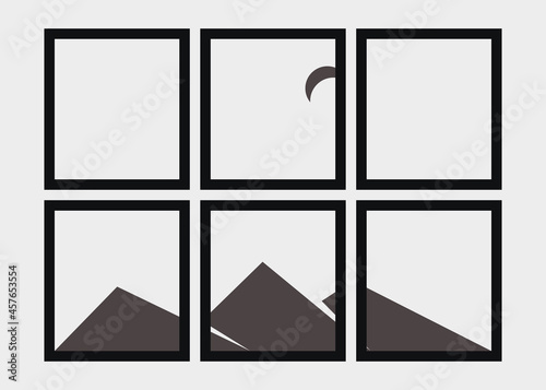 Geometric Mountains silhouette landscape art poster illustration