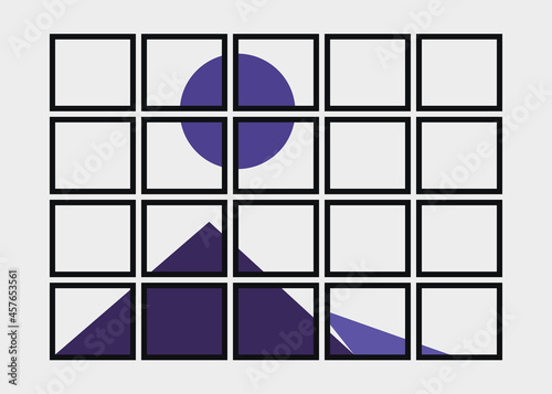 Geometric Mountains silhouette landscape art poster illustration