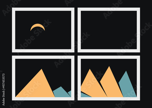 Geometric Mountains silhouette landscape art poster illustration