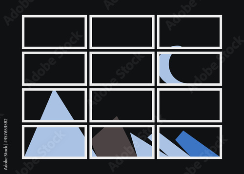 Geometric Mountains silhouette landscape art poster illustration