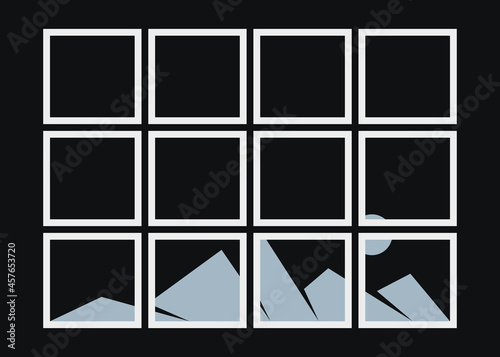 Geometric Mountains silhouette landscape art poster illustration