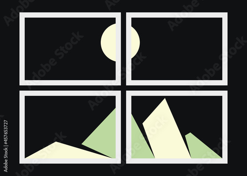 Geometric Mountains silhouette landscape art poster illustration