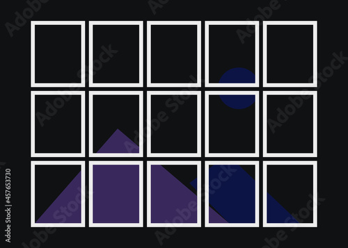 Geometric Mountains silhouette landscape art poster illustration