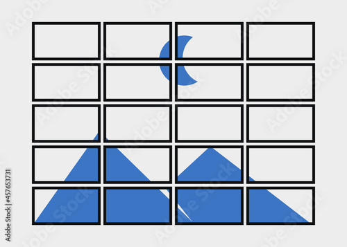 Geometric Mountains silhouette landscape art poster illustration