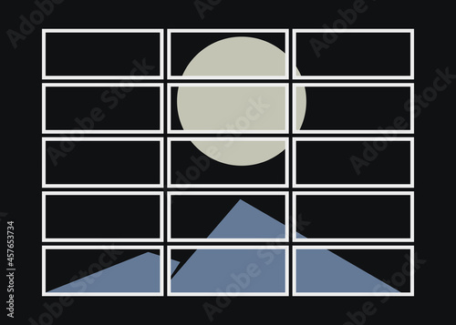 Geometric Mountains silhouette landscape art poster illustration