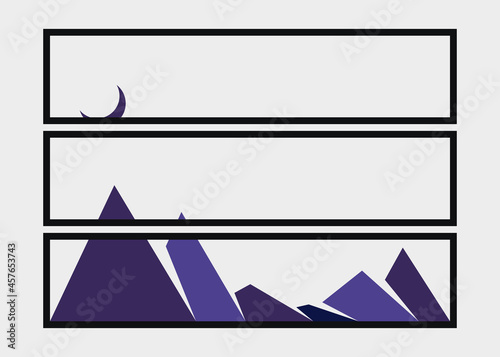 Geometric Mountains silhouette landscape art poster illustration
