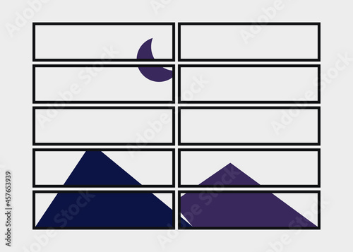Geometric Mountains silhouette landscape art poster illustration