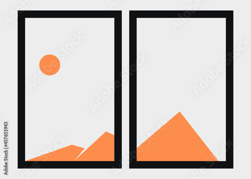 Geometric Mountains silhouette landscape art poster illustration