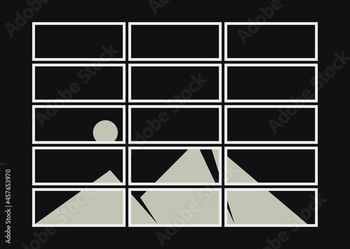 Geometric Mountains silhouette landscape art poster illustration