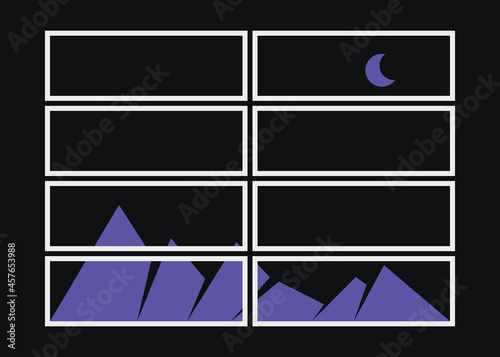Geometric Mountains silhouette landscape art poster illustration
