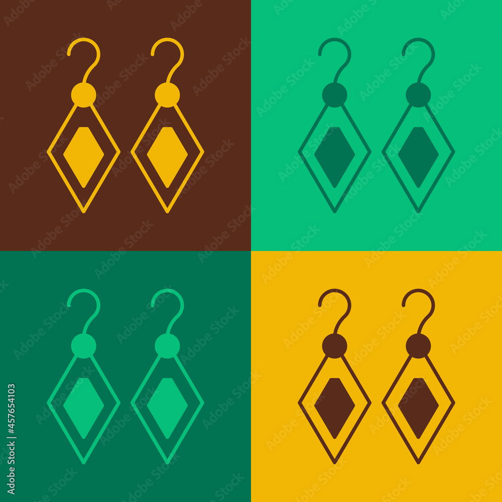Pop art Earrings icon isolated on color background. Jewelry accessories. Vector Pop art Earrings icon isolated on color background. Jewelry accessories. Vector