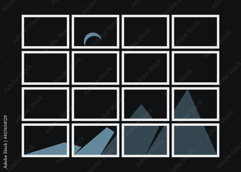 Geometric Mountains silhouette landscape art poster illustration