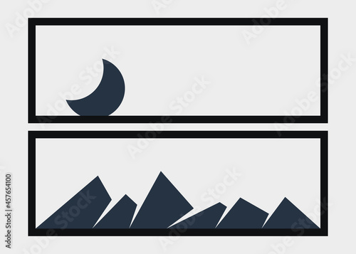 Geometric Mountains silhouette landscape art poster illustration