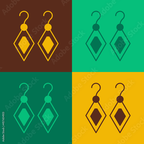 Pop art Earrings icon isolated on color background. Jewelry accessories. Vector