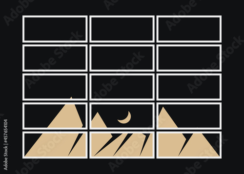 Geometric Mountains silhouette landscape art poster illustration
