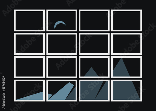 Geometric Mountains silhouette landscape art poster illustration