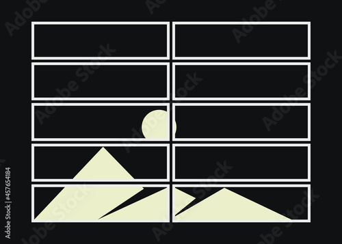 Geometric Mountains silhouette landscape art poster illustration