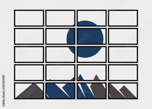 Geometric Mountains silhouette landscape art poster illustration