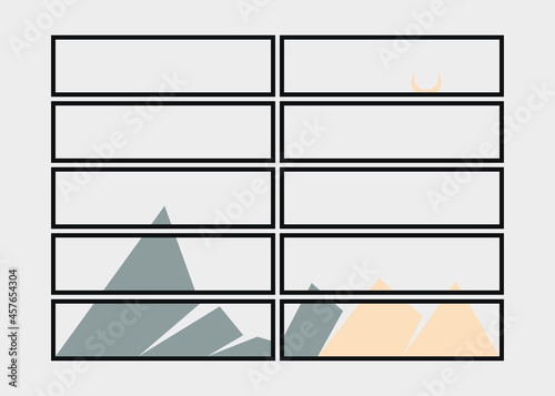 Geometric Mountains silhouette landscape art poster illustration