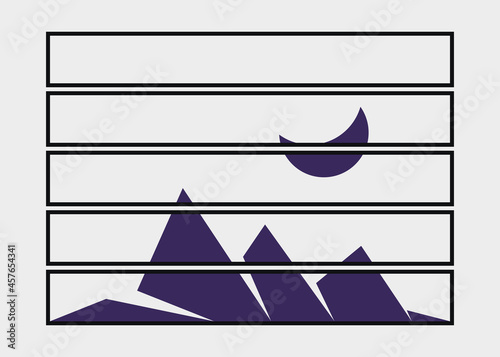 Geometric Mountains silhouette landscape art poster illustration