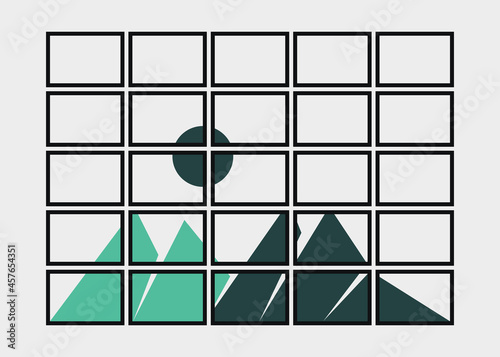Geometric Mountains silhouette landscape art poster illustration