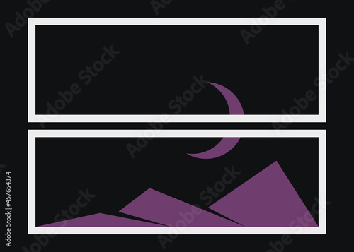 Geometric Mountains silhouette landscape art poster illustration