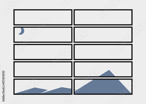 Geometric Mountains silhouette landscape art poster illustration