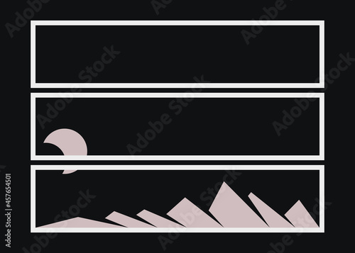 Geometric Mountains silhouette landscape art poster illustration
