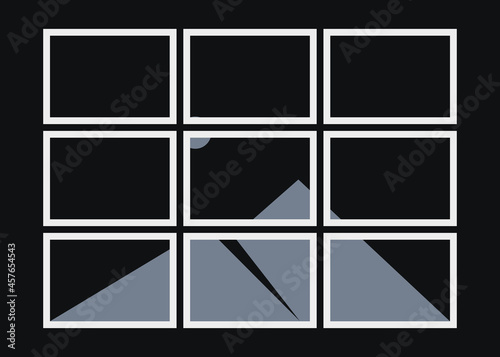 Geometric Mountains silhouette landscape art poster illustration