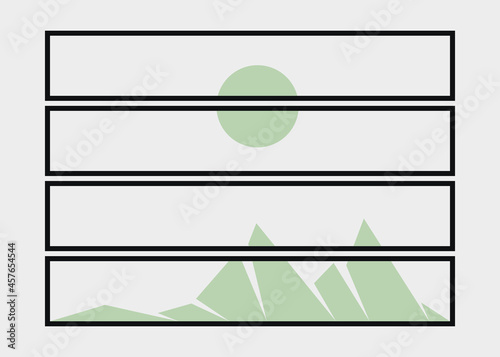 Geometric Mountains silhouette landscape art poster illustration