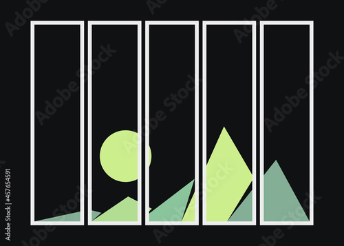 Geometric Mountains silhouette landscape art poster illustration