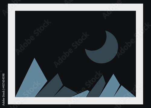 Geometric Mountains silhouette landscape art poster illustration