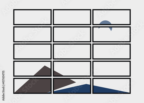 Geometric Mountains silhouette landscape art poster illustration