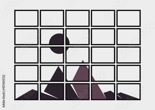 Geometric Mountains silhouette landscape art poster illustration