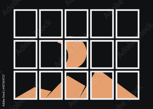 Geometric Mountains silhouette landscape art poster illustration