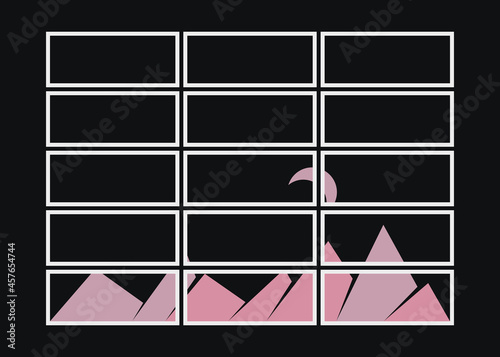 Geometric Mountains silhouette landscape art poster illustration