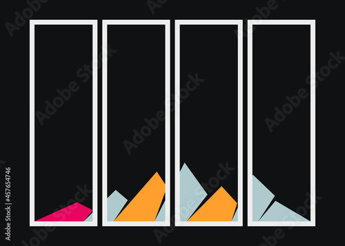 Geometric Mountains silhouette landscape art poster illustration