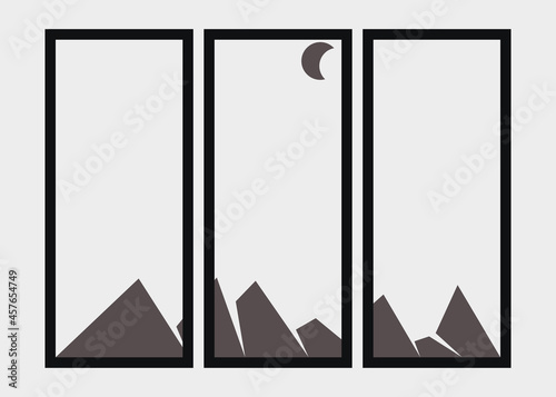 Geometric Mountains silhouette landscape art poster illustration