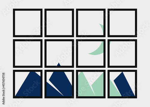 Geometric Mountains silhouette landscape art poster illustration