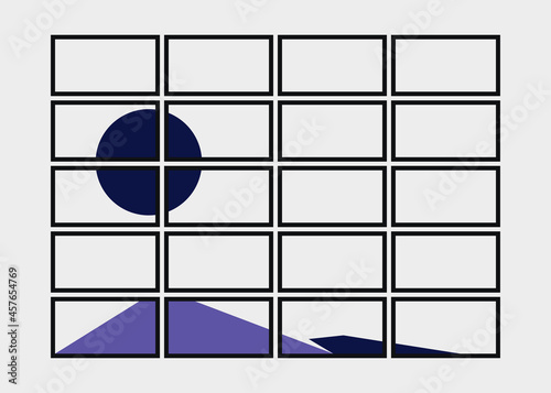 Geometric Mountains silhouette landscape art poster illustration